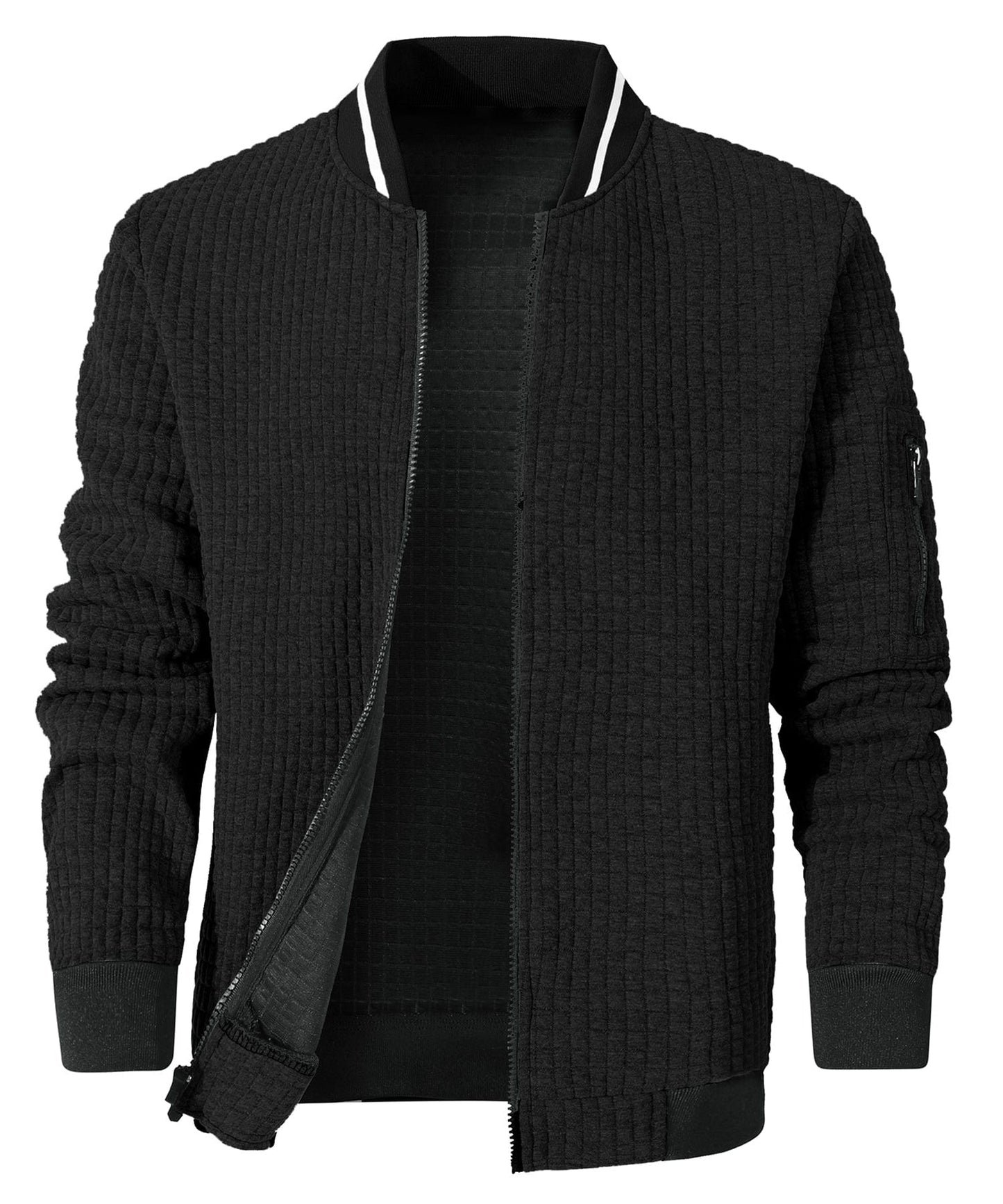 Textured Knit Bomber Jacket
