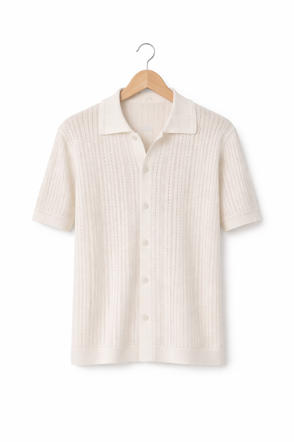 Ivory Strand Open-Knit Button Shirt