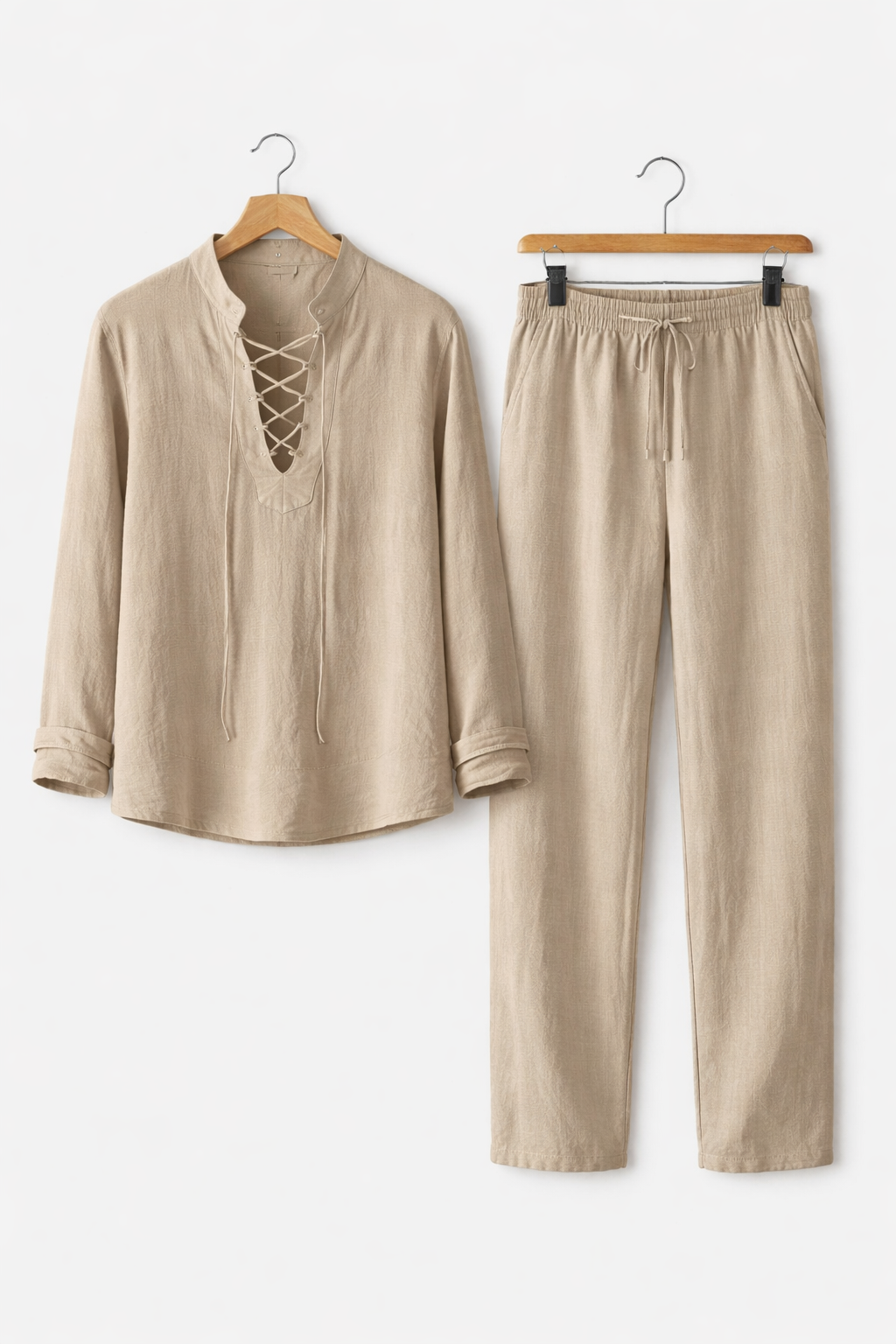 Lace Front Textured Shirt and Trousers Set