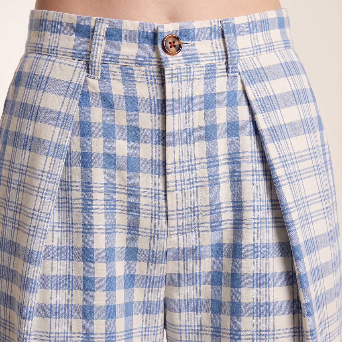 Bexley broek met wijde pijpen en blauwe ruit