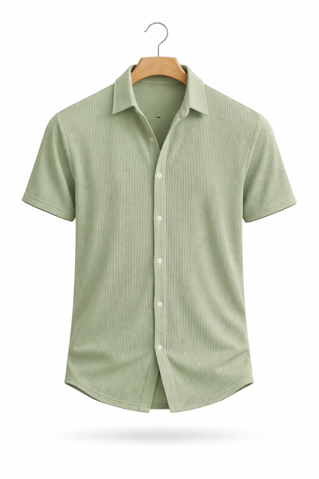 Vertical Textured Short Sleeve Button Shirt