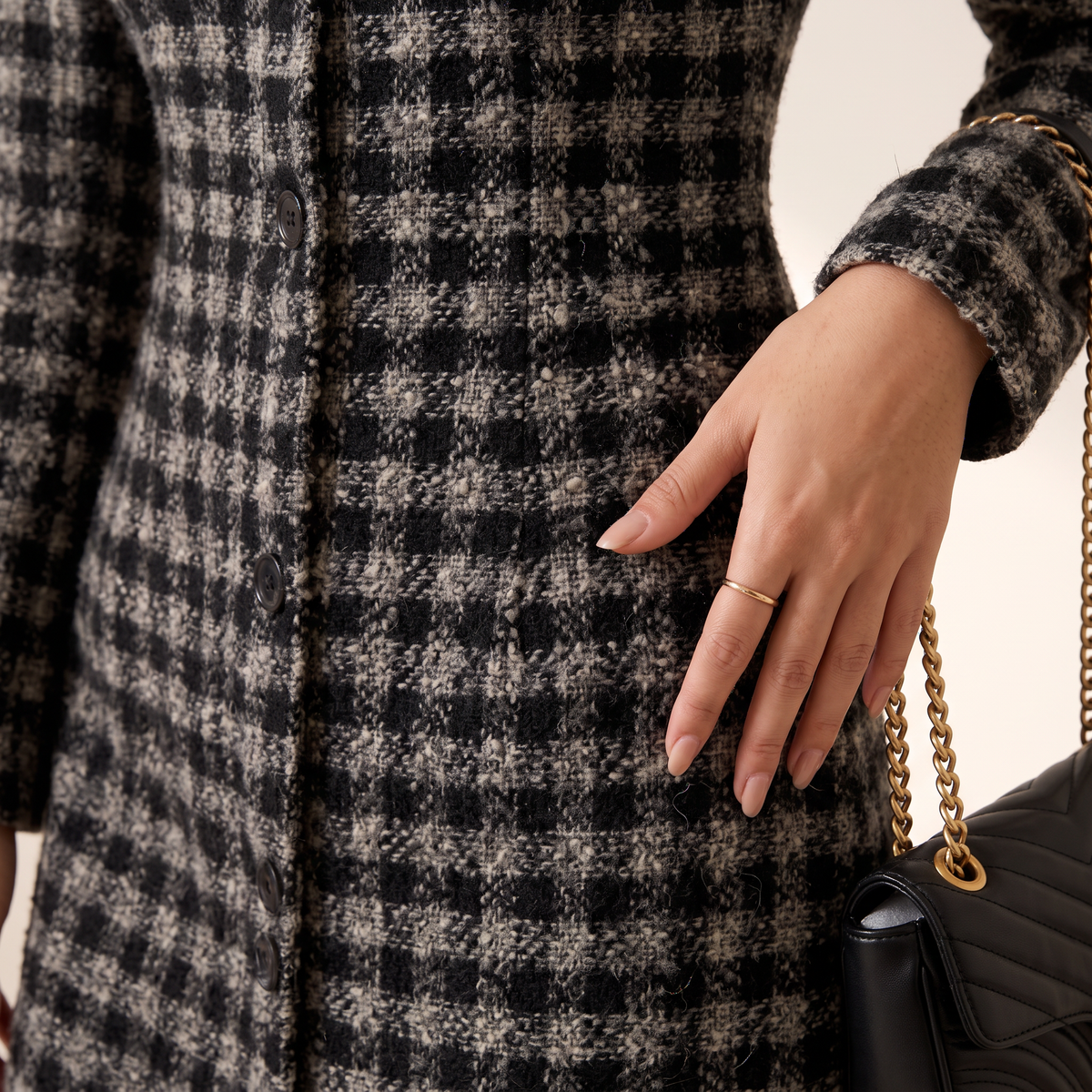 Bravina Zwart-Grijs Geruite Mini-Jurk
