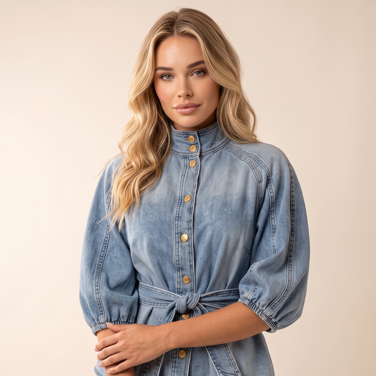Brenara Denim Blouse met Ceintuur