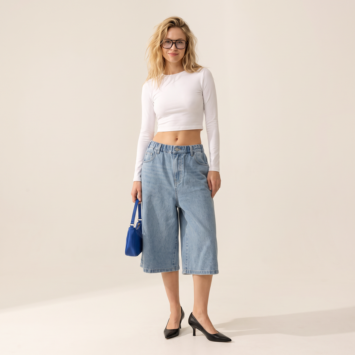 Brinley jorts met wijde pijpen