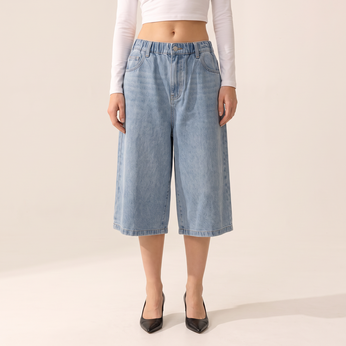 Brinley jorts met wijde pijpen