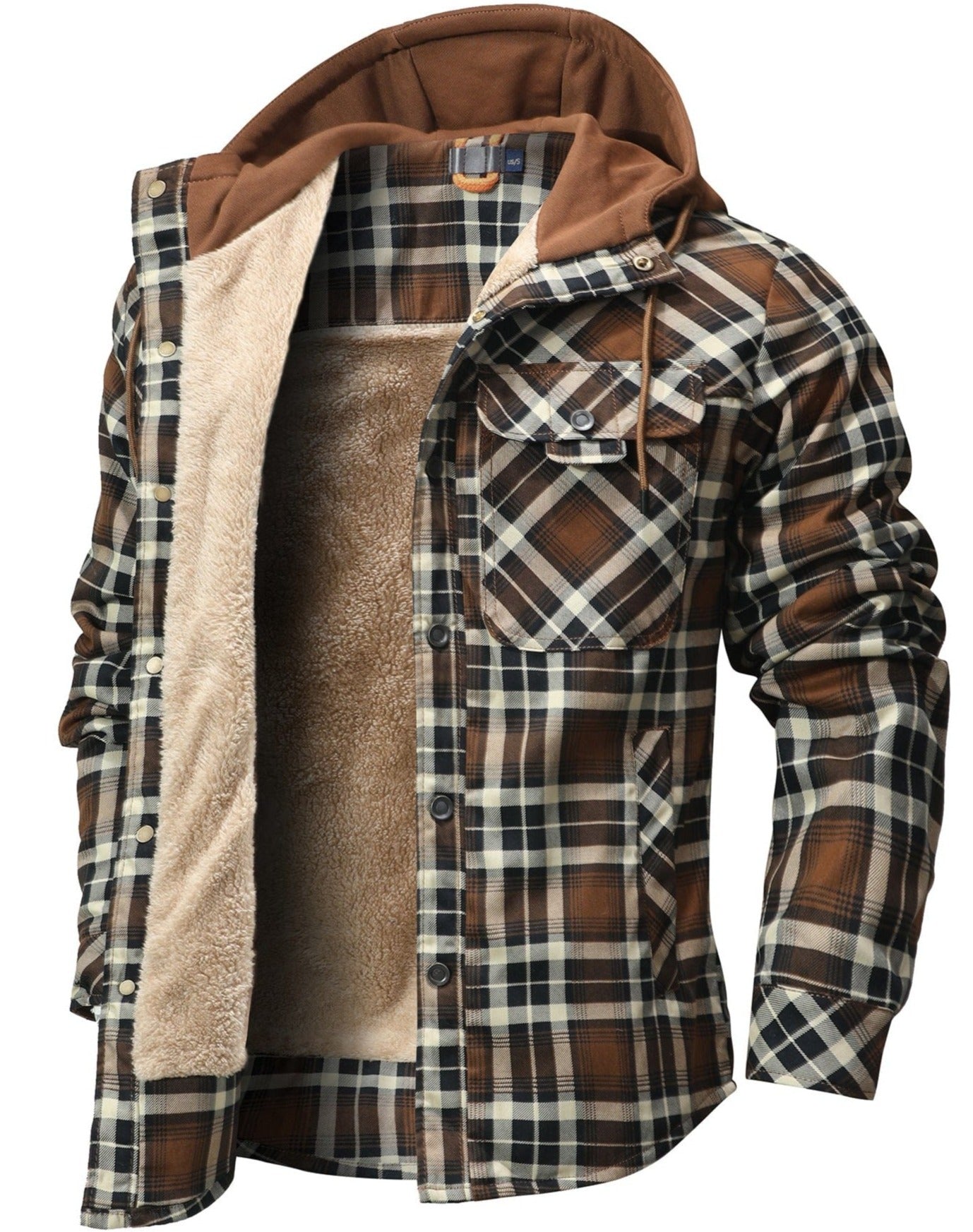 Ridge Lined Hooded Plaid Jacket