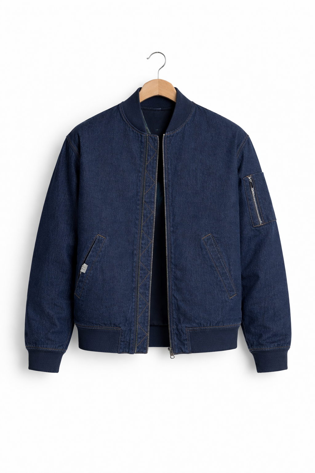 Men’s Zip Front Dark Denim Jacket for Urban Wear