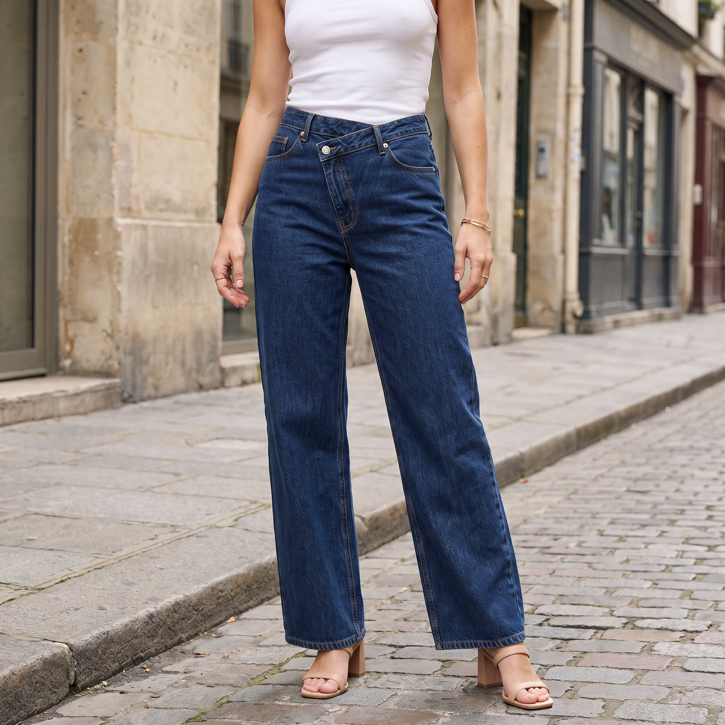 Mireya jeans met asymmetrische taille