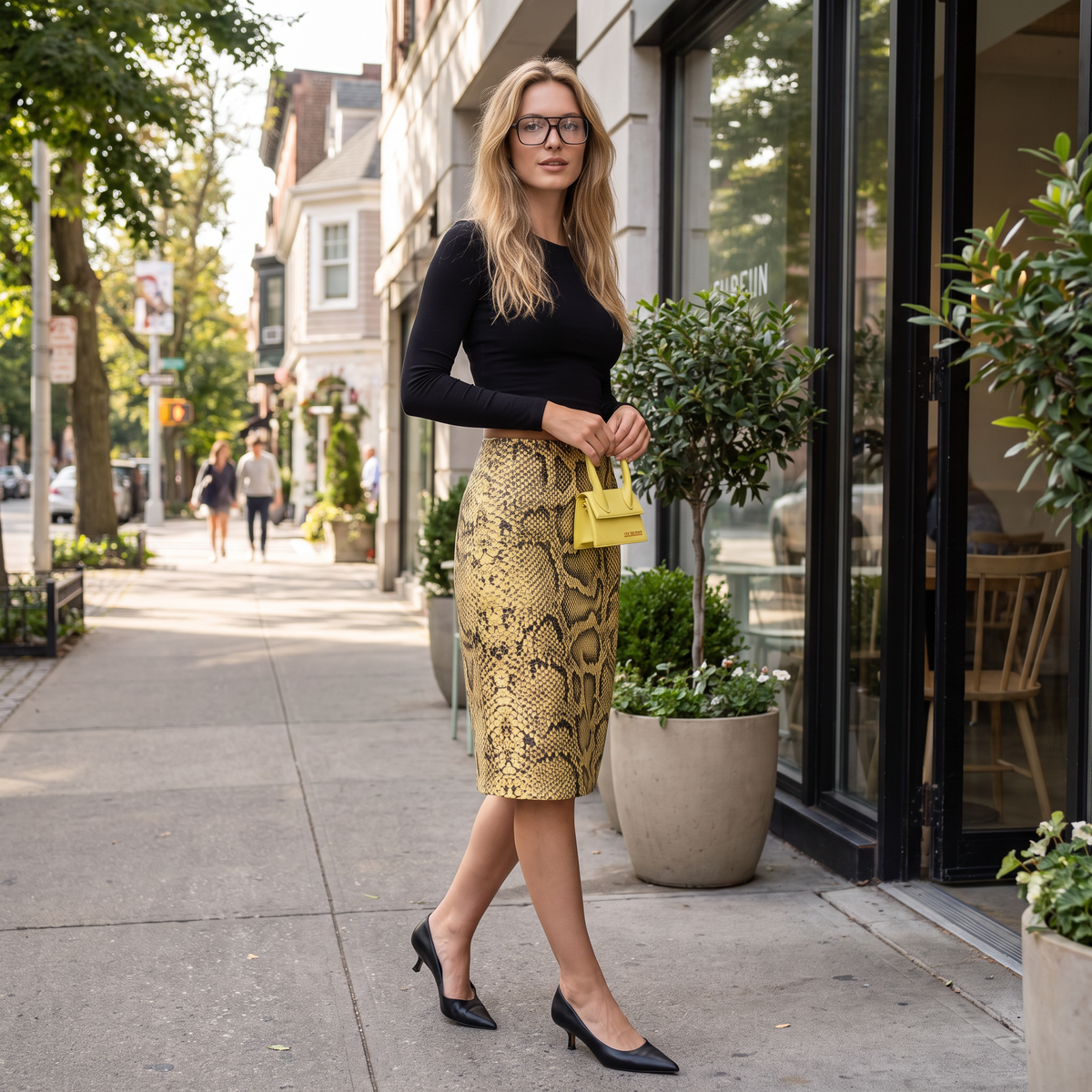 Calivra midi-rok met slangenprint