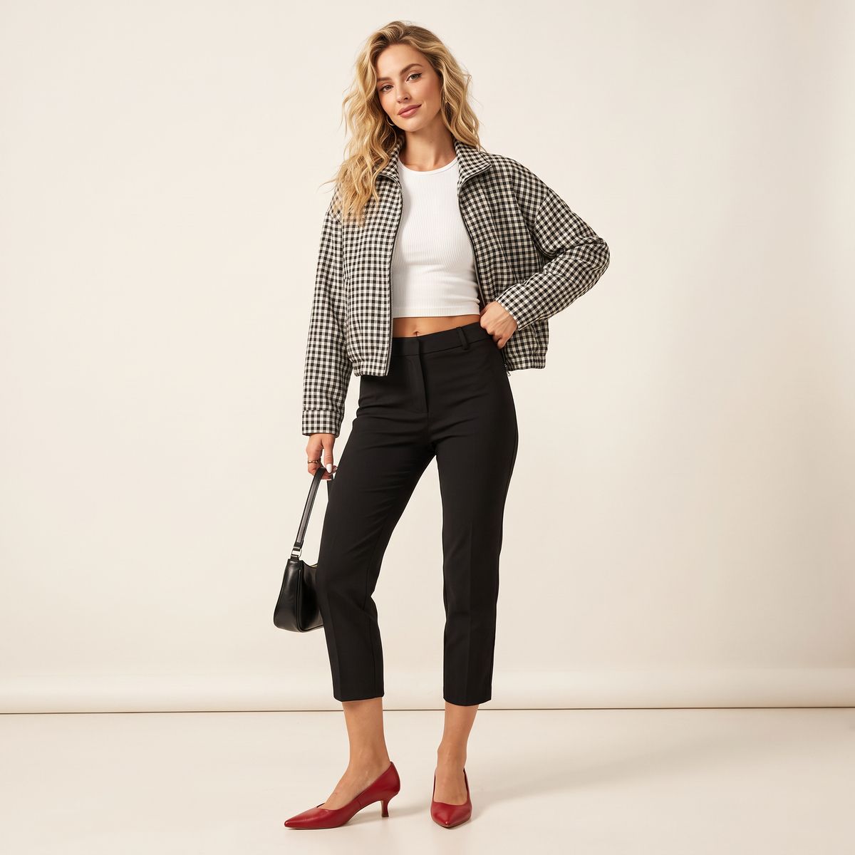 Cavina geruit jack met ritssluiting