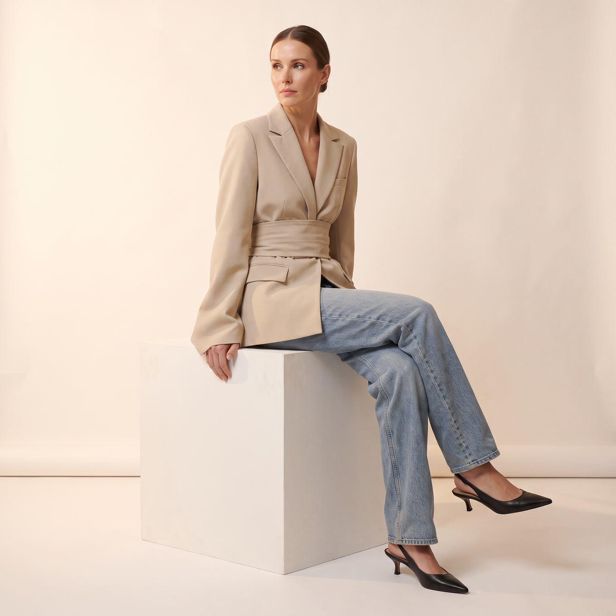 Celandra blazer met brede tailleband