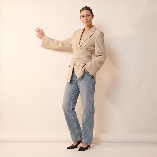 Celandra blazer met brede tailleband