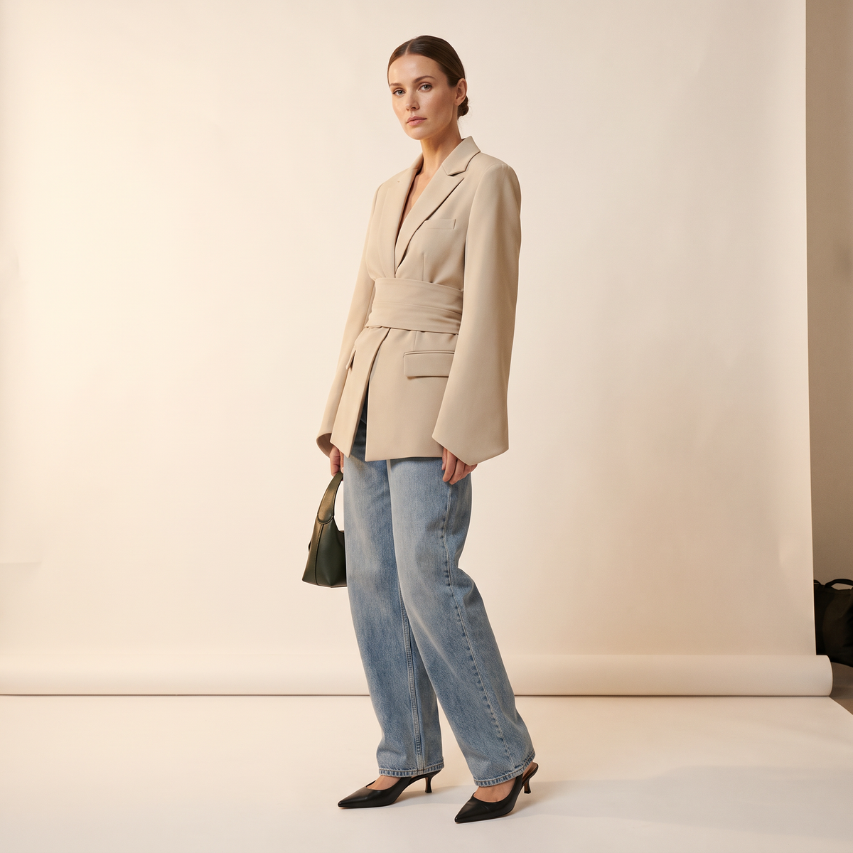 Celandra blazer met brede tailleband