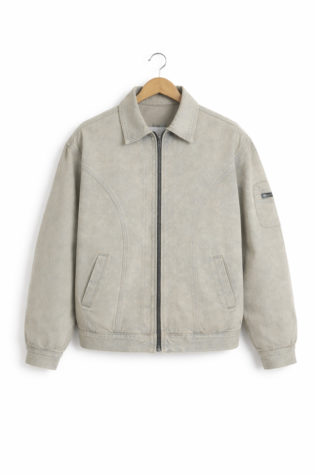 Men’s Zip Front Washed Denim Jacket