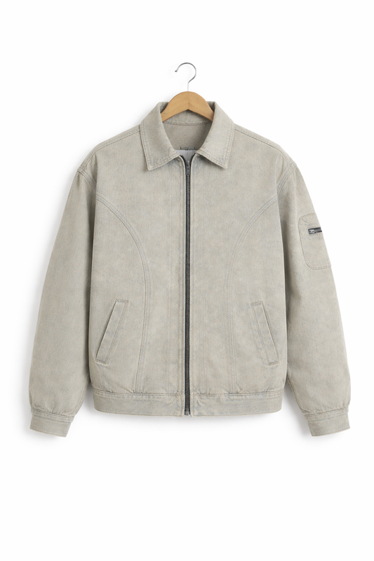 Men’s Zip Front Washed Denim Jacket