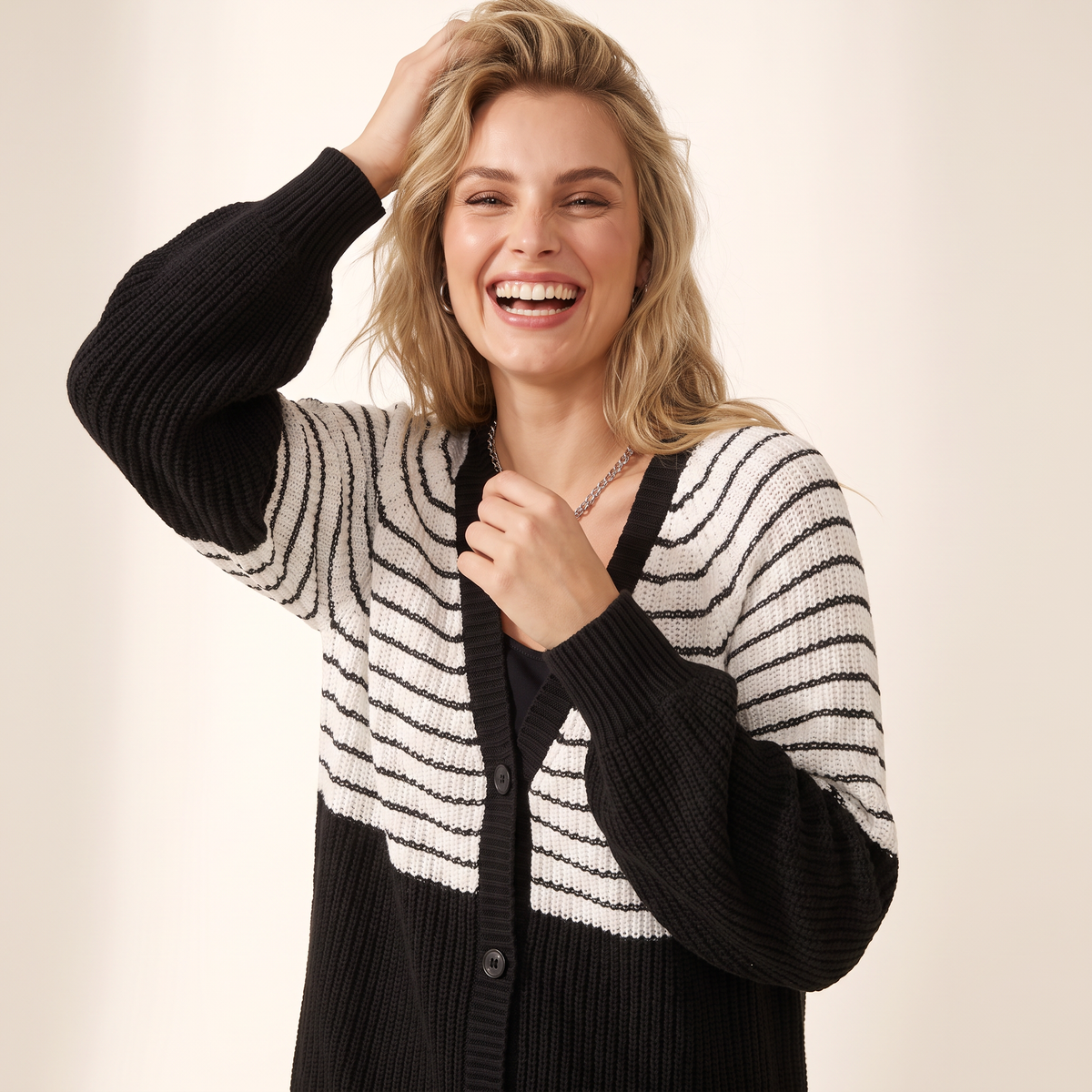 Corenna gestreept colour-block vest
