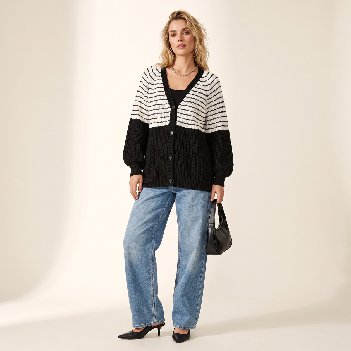 Corenna gestreept colour-block vest