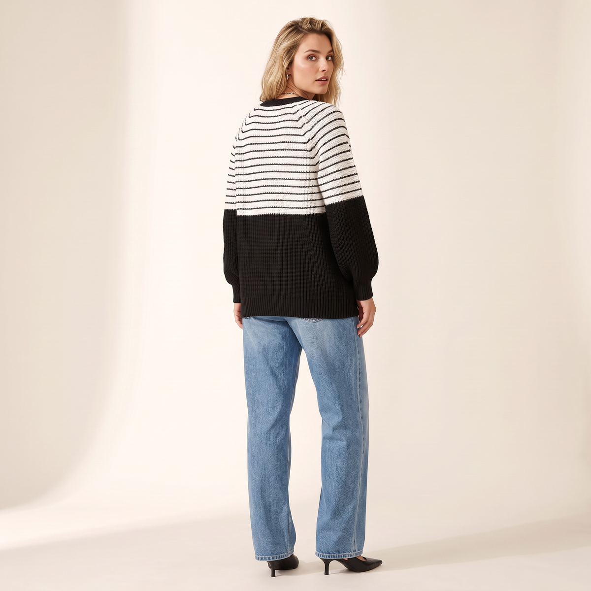 Corenna gestreept colour-block vest