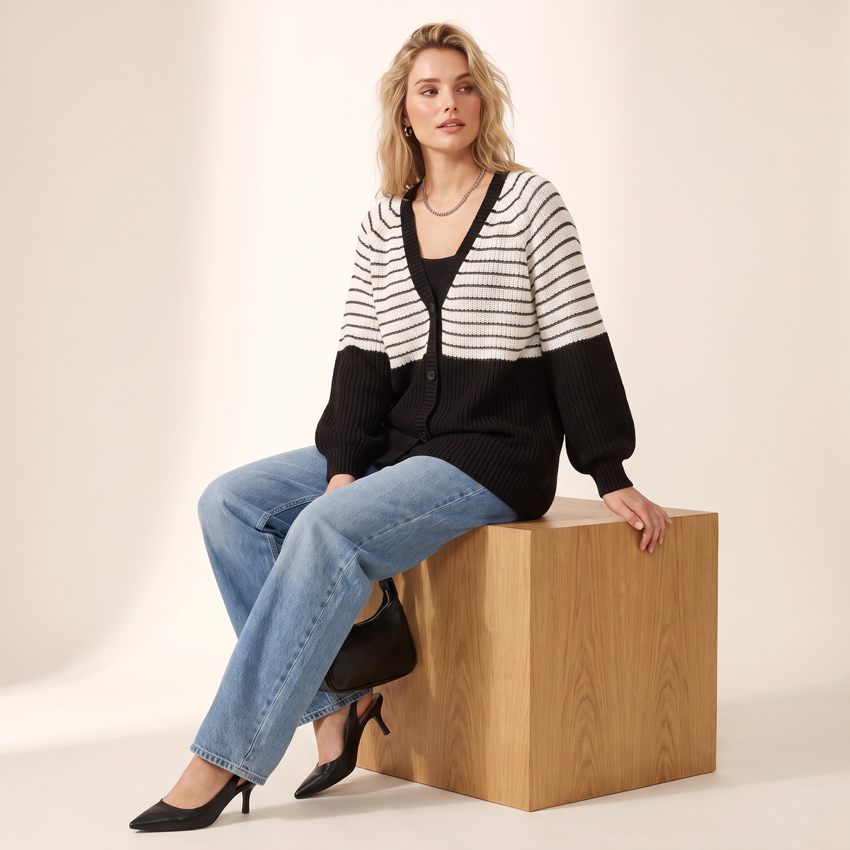 Corenna gestreept colour-block vest