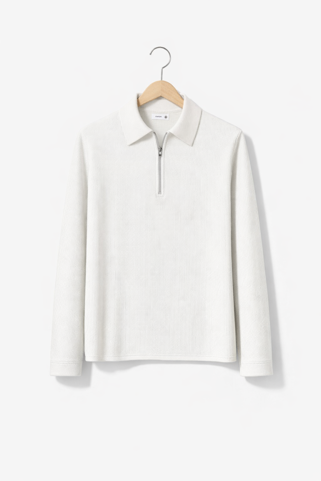Waffle Knit Half-Zip Collared Sweater