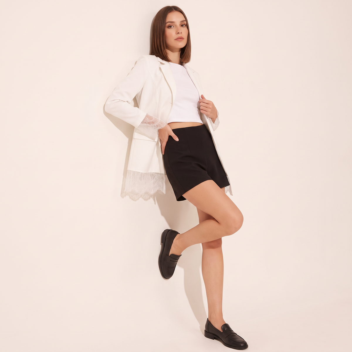 Darela blazer met kanten zoom
