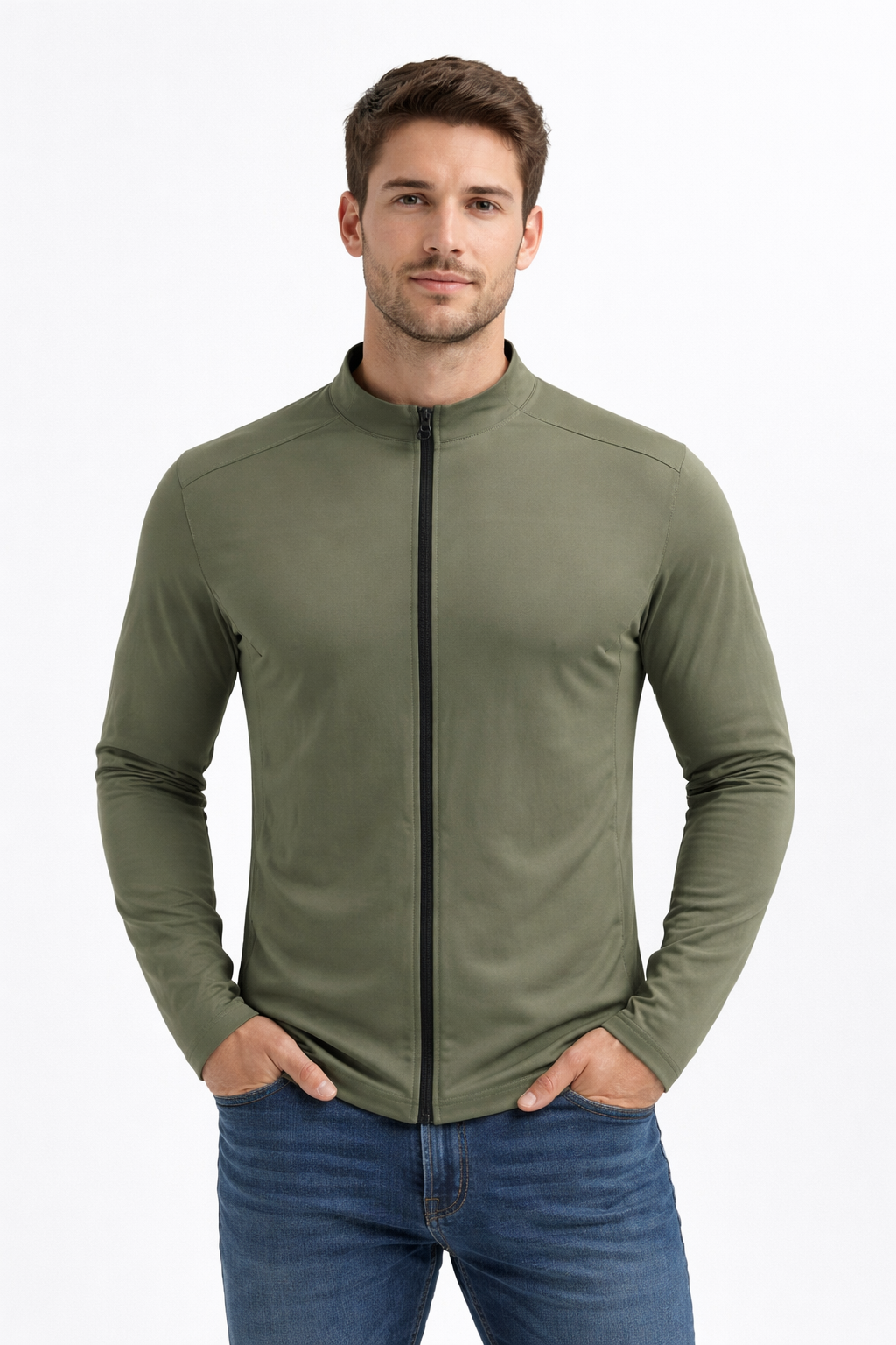 Men’s Stand Collar Zip Training Top for Gym