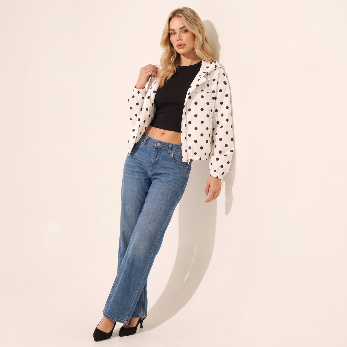 Delmira Jas met Capuchon en Stippen