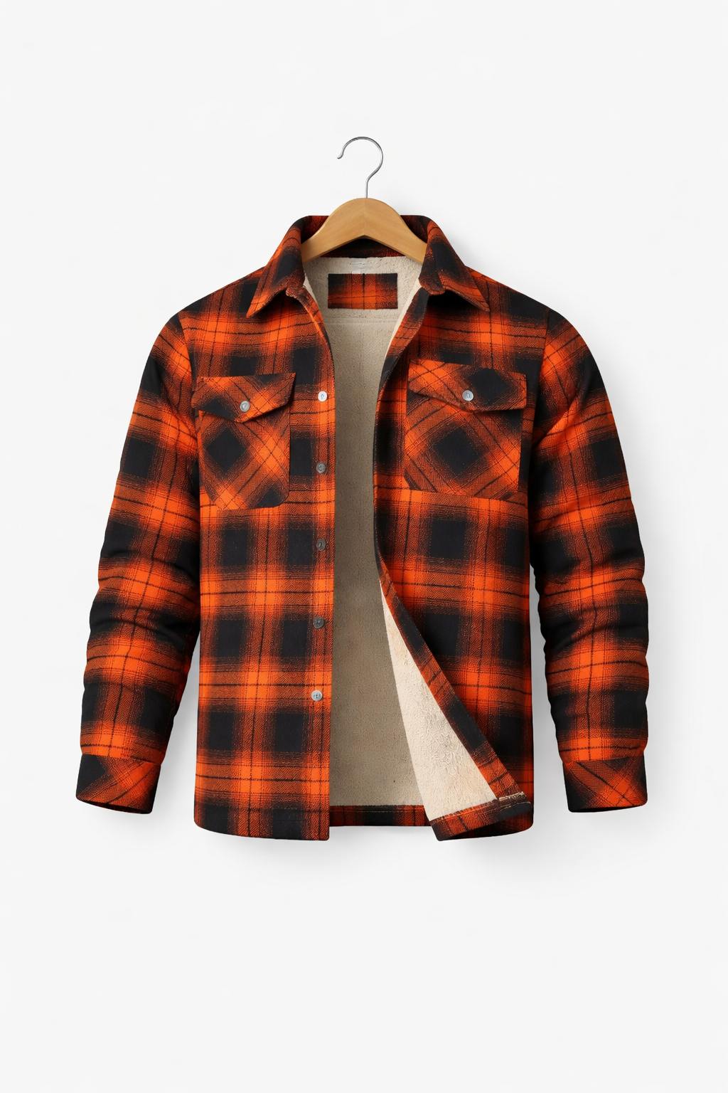 Plaid Lined Button Shirt Jacket