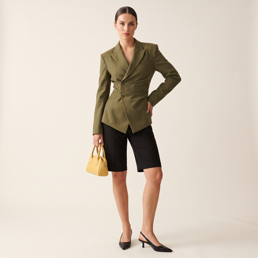 Elaria asymmetrische blazer met overslagsluiting