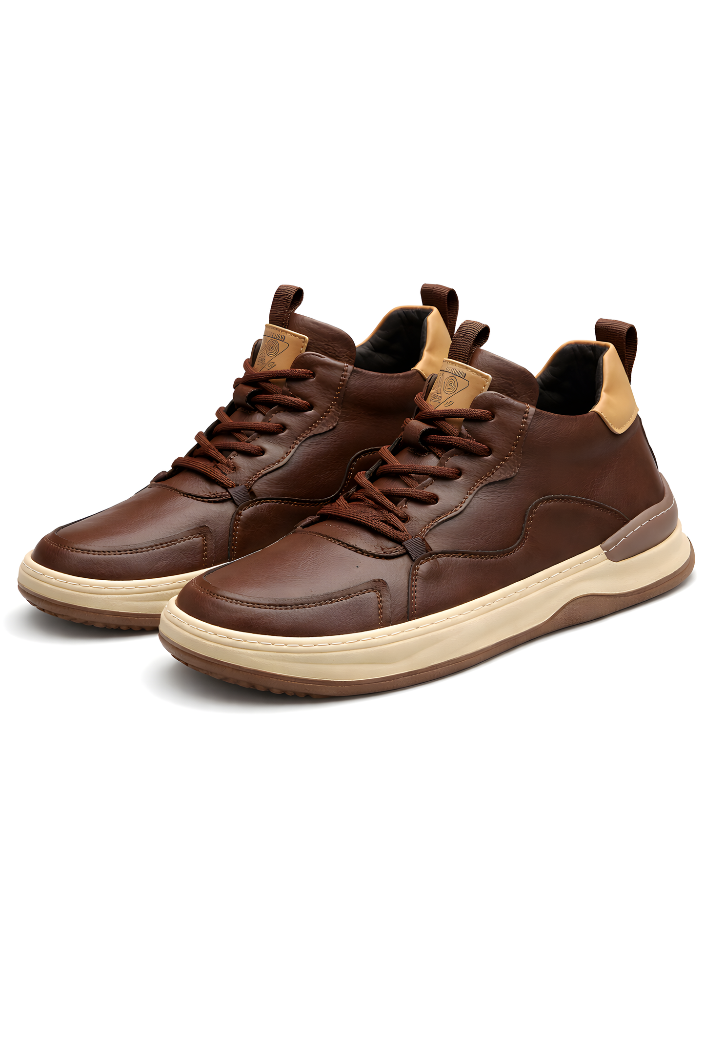 Italian Leather Panel Lace-Up Sneakers