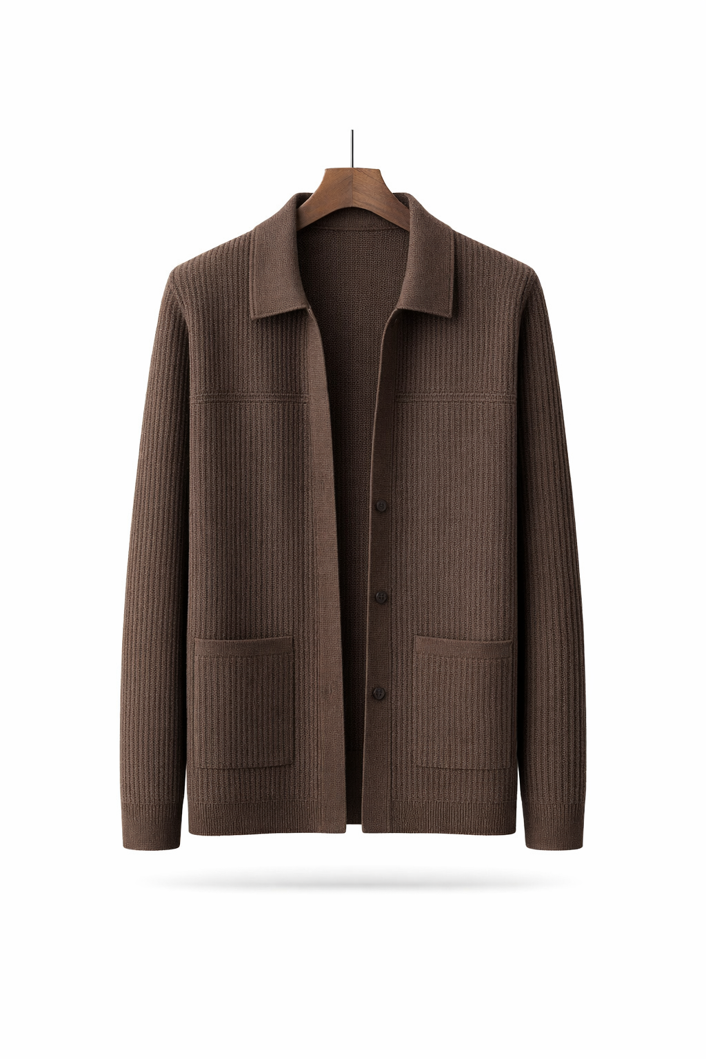 Rib Knit Button-Front Cardigan Jacket