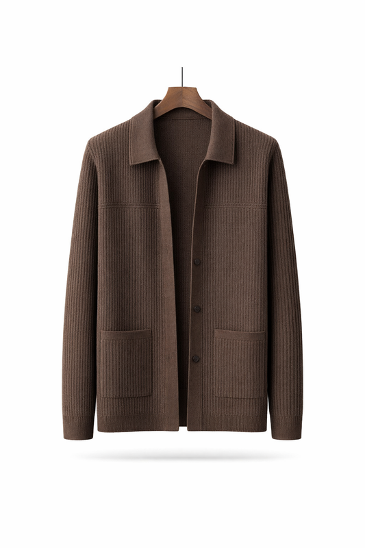 Rib Knit Button-Front Cardigan Jacket