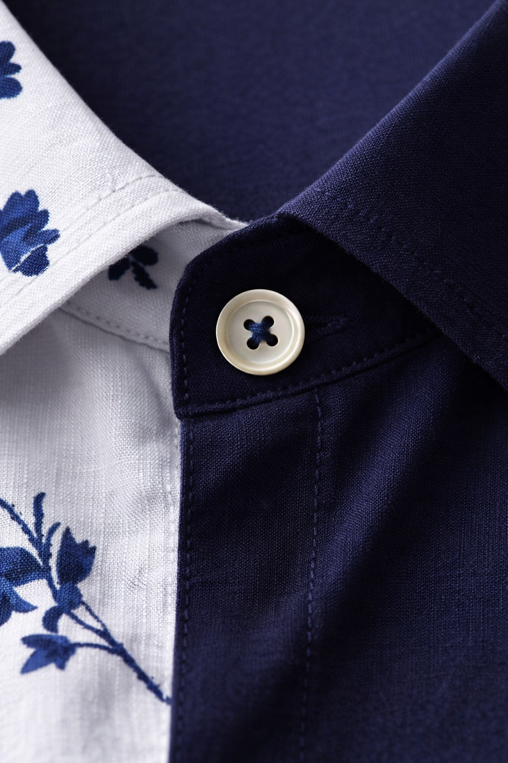 Dual Panel Floral Print Short Sleeve Button Shirt