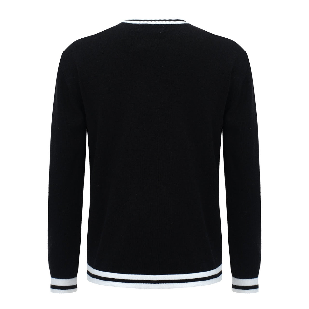 Men’s Black Knitted Long Sleeve Shirt With Contrast Trim