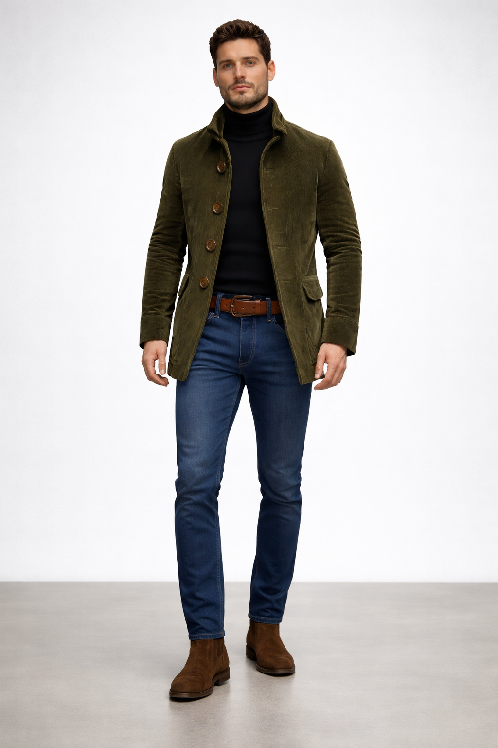 Corduroy jack met hoge kraag