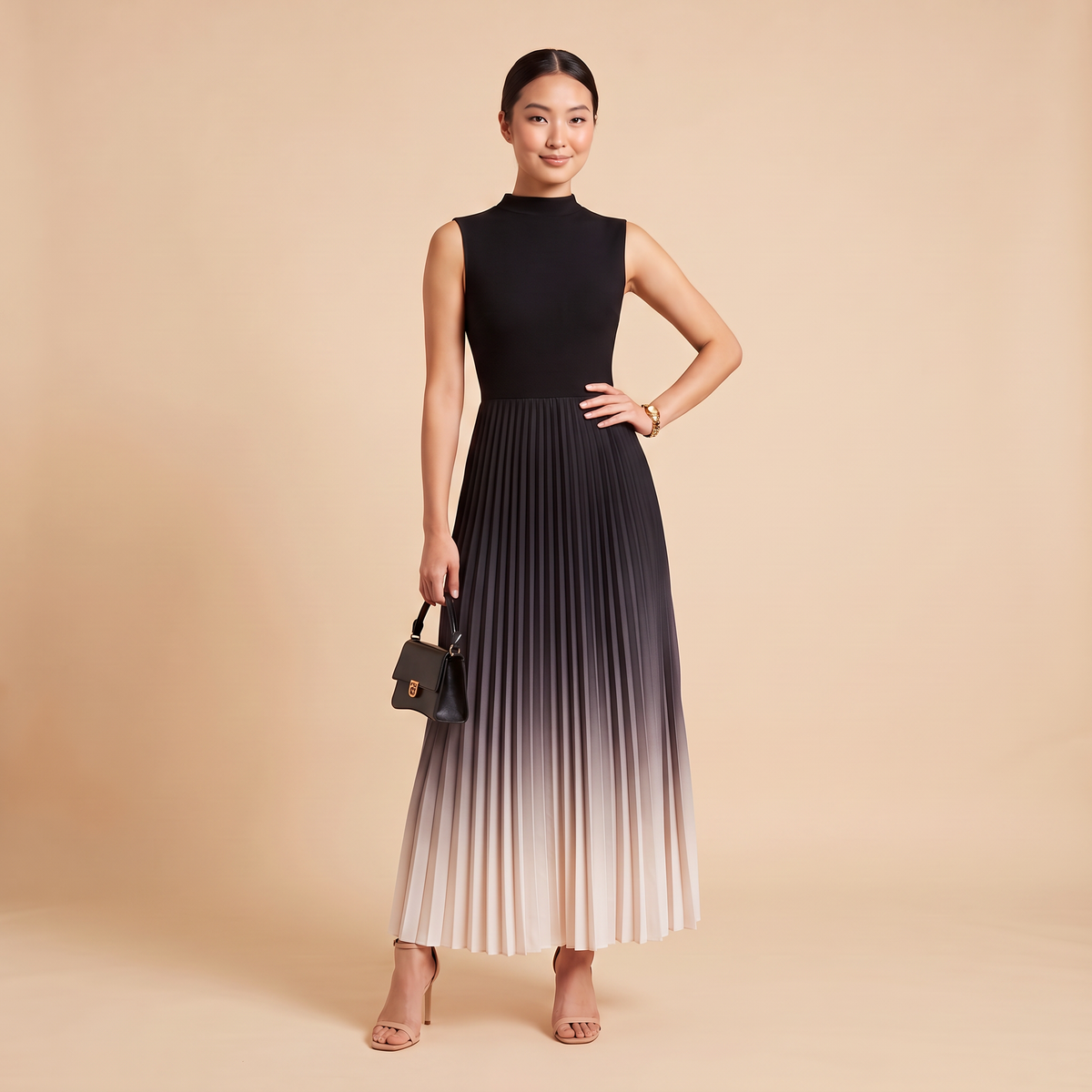 Horizon geplooide maxi-jurk