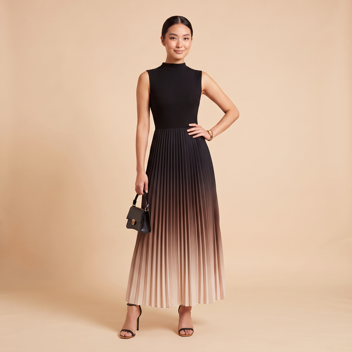 Horizon geplooide maxi-jurk