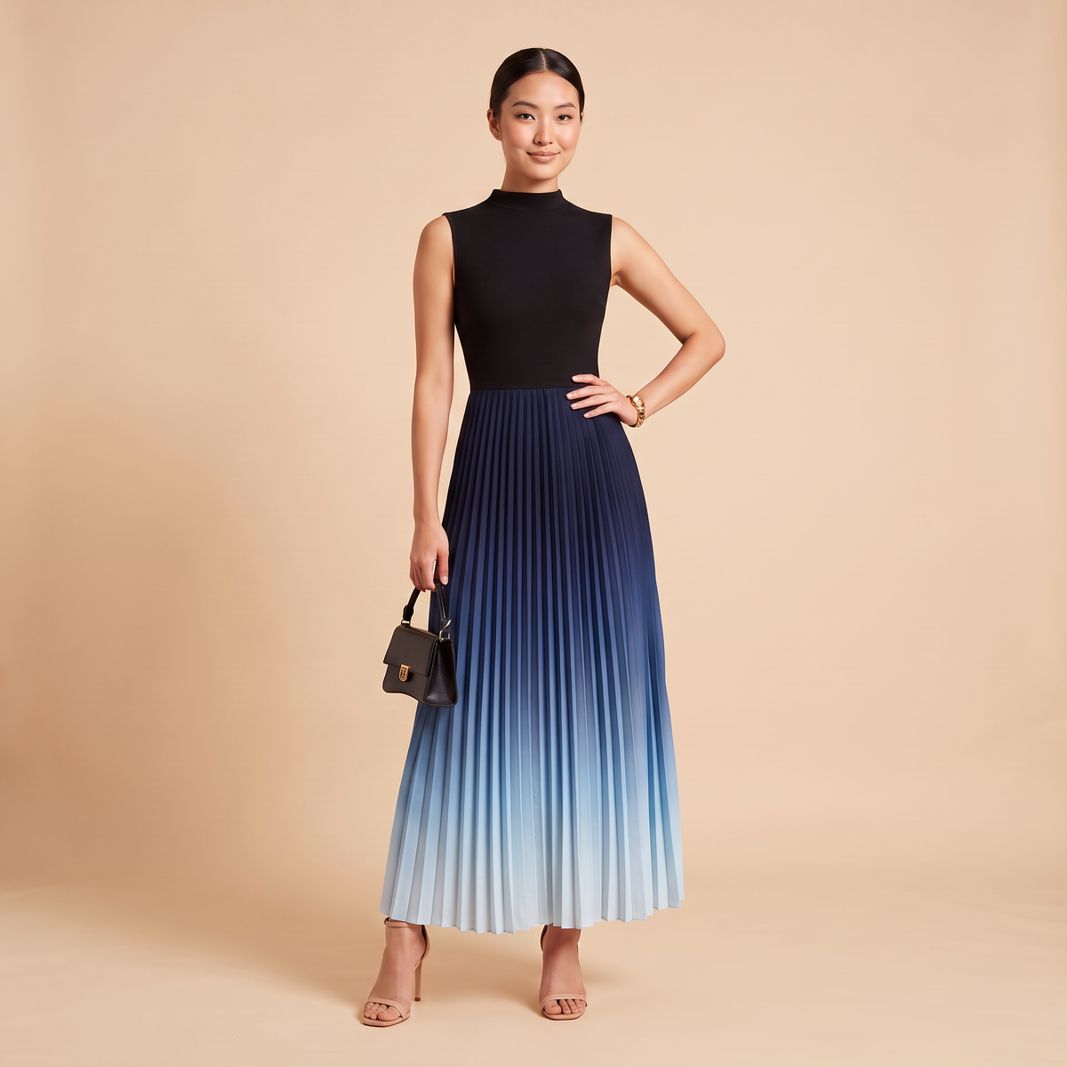 Horizon geplooide maxi-jurk