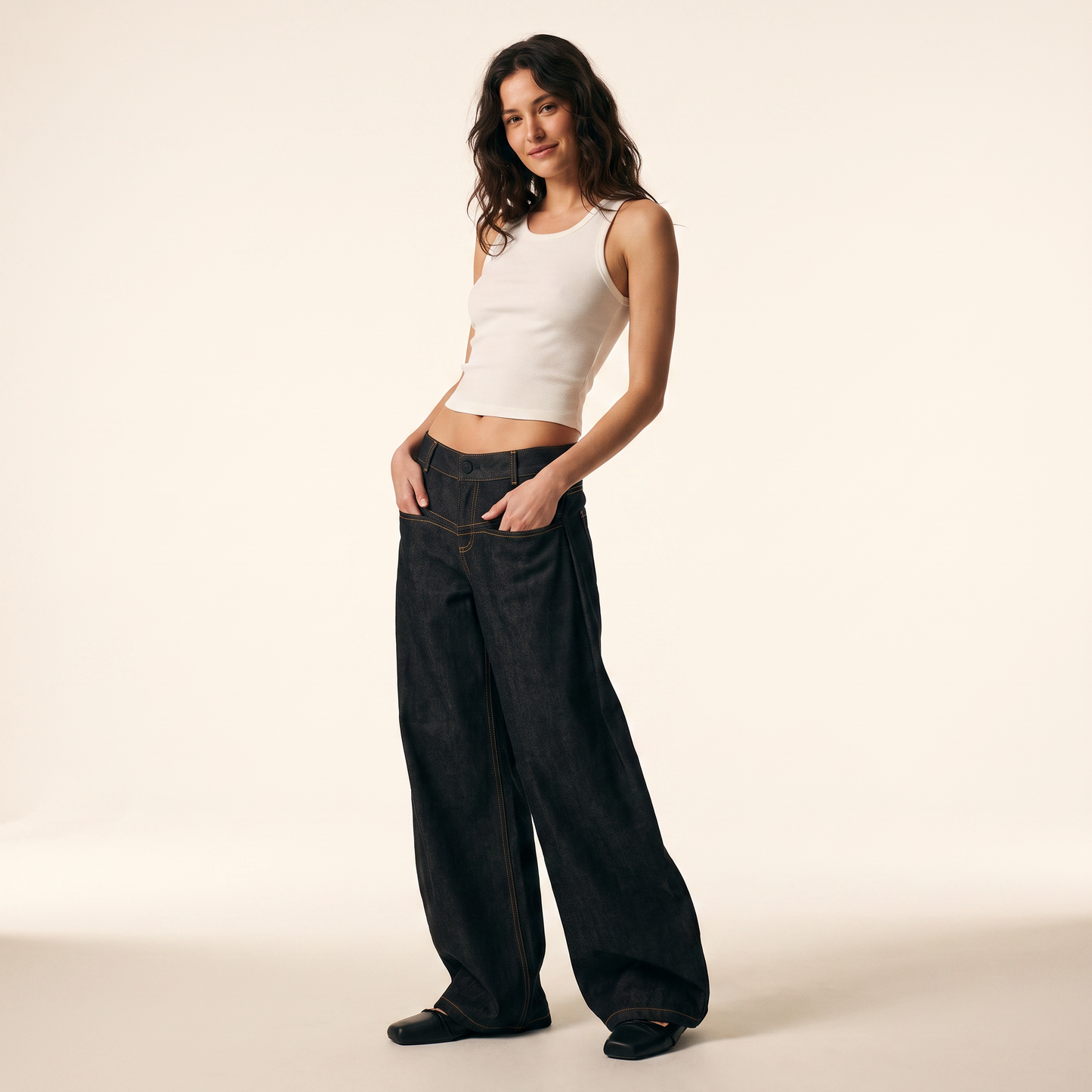 Rhea Gewassen Jeans met Wijde Pijpen