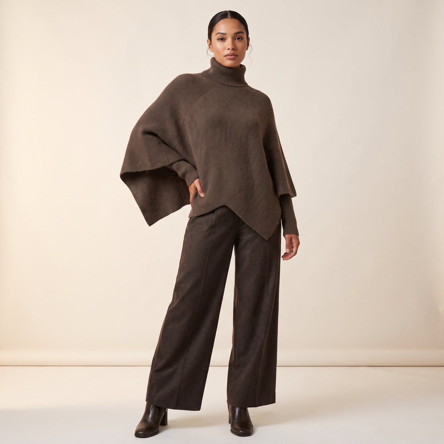 Alessia gelaagde cashmere poncho