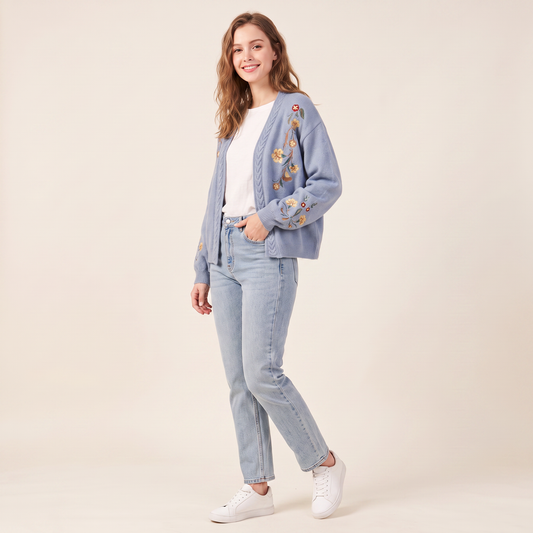 Maris vest met bloemenborduursel