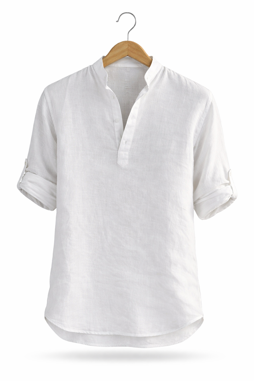 Textured Linen-Blend Half Placket Shirt