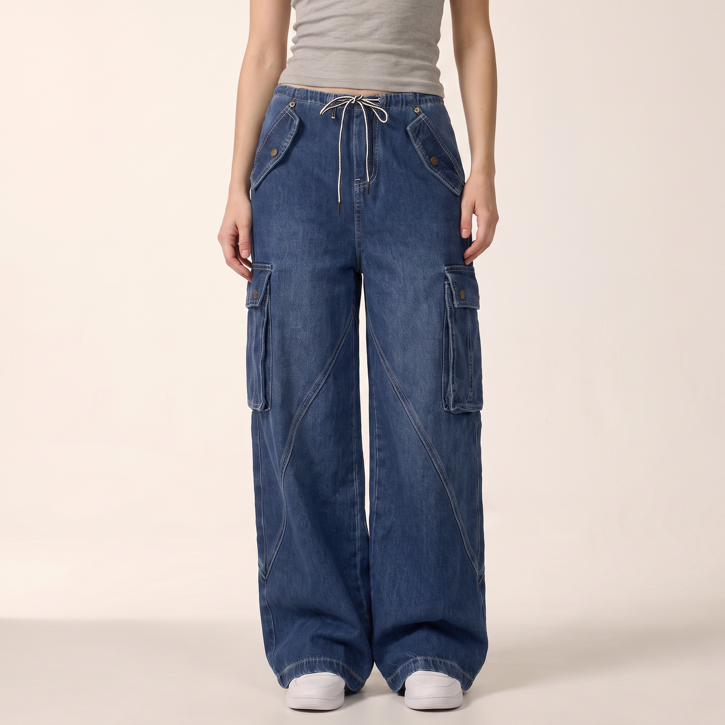 Kiera cargojeans met trekkoord