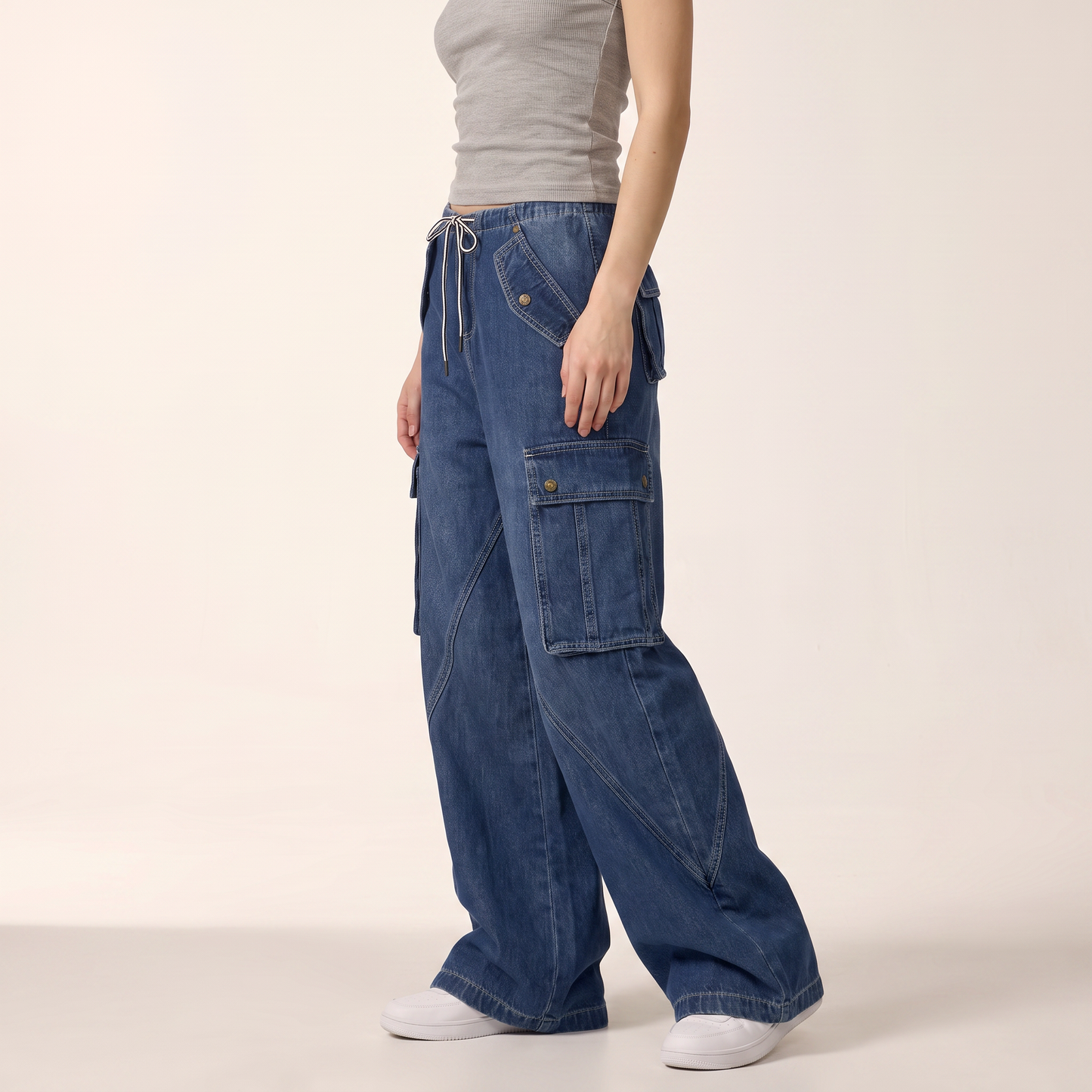 Kiera cargojeans met trekkoord