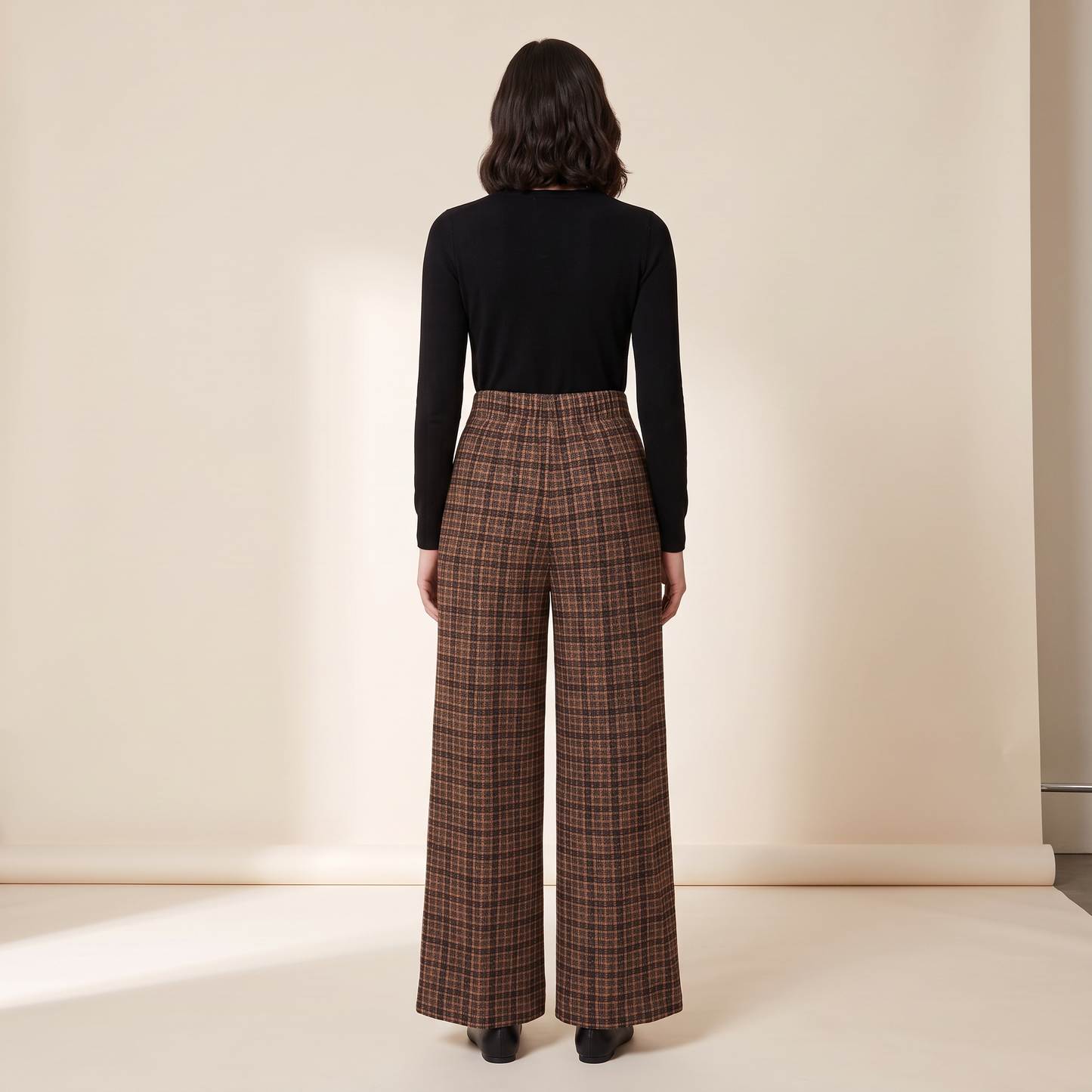 Rowena geruite broek met knoopdetails
