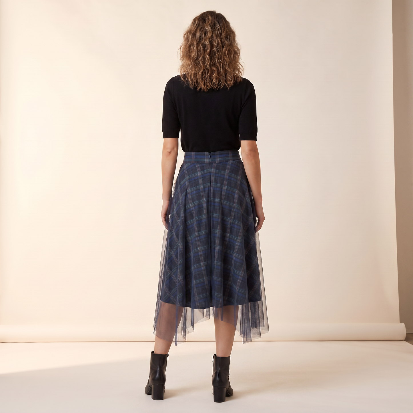 Iona asymmetrische geruite rok