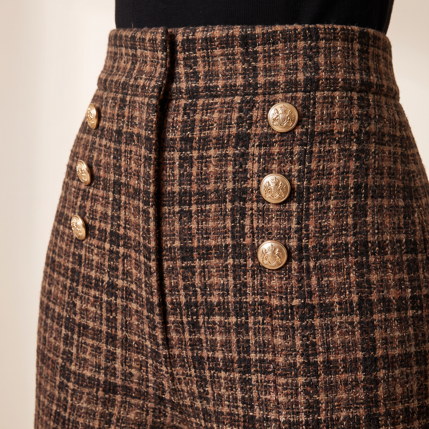 Rowena geruite broek met knoopdetails