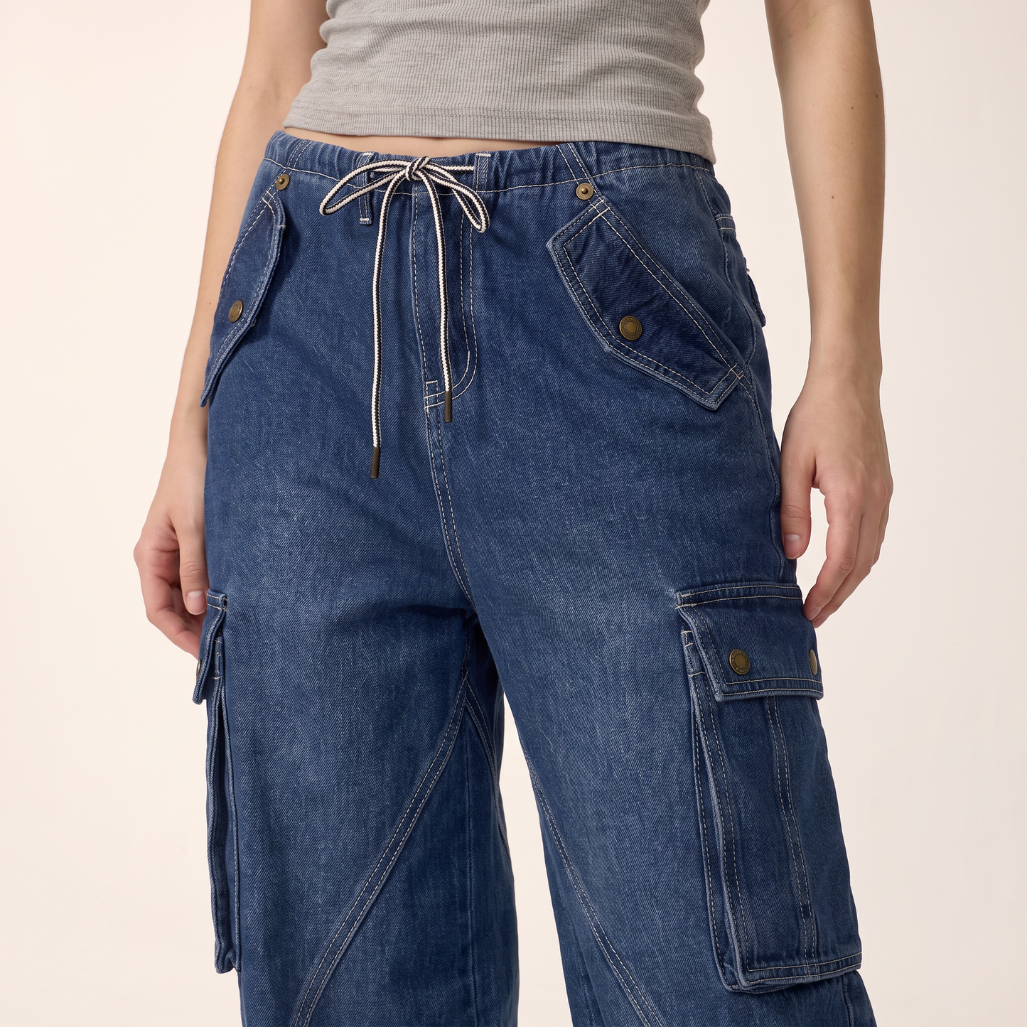 Kiera cargojeans met trekkoord
