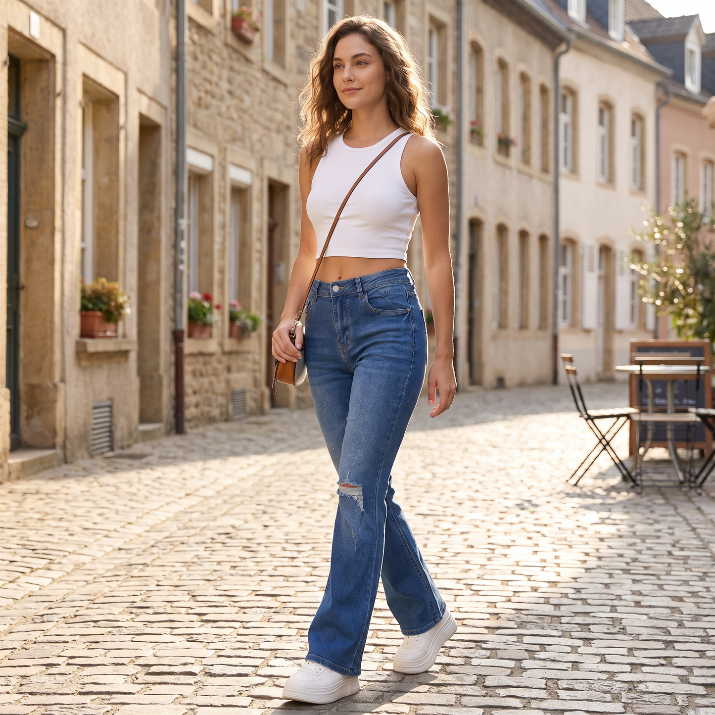Romy Flare Jeans met Knie-Details