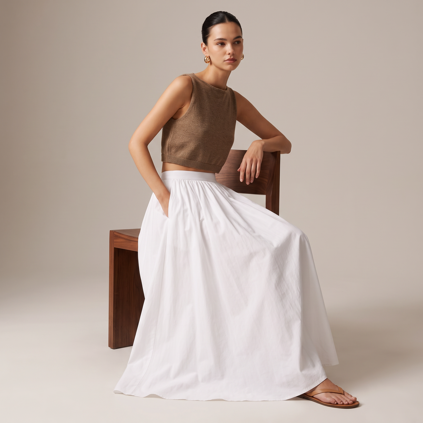 Aveline maxi-rok met plooien